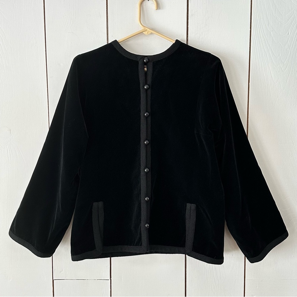Saint Laurent VTG 70s Russian Collection Velvet Jacket Blazer Sz 40 Black